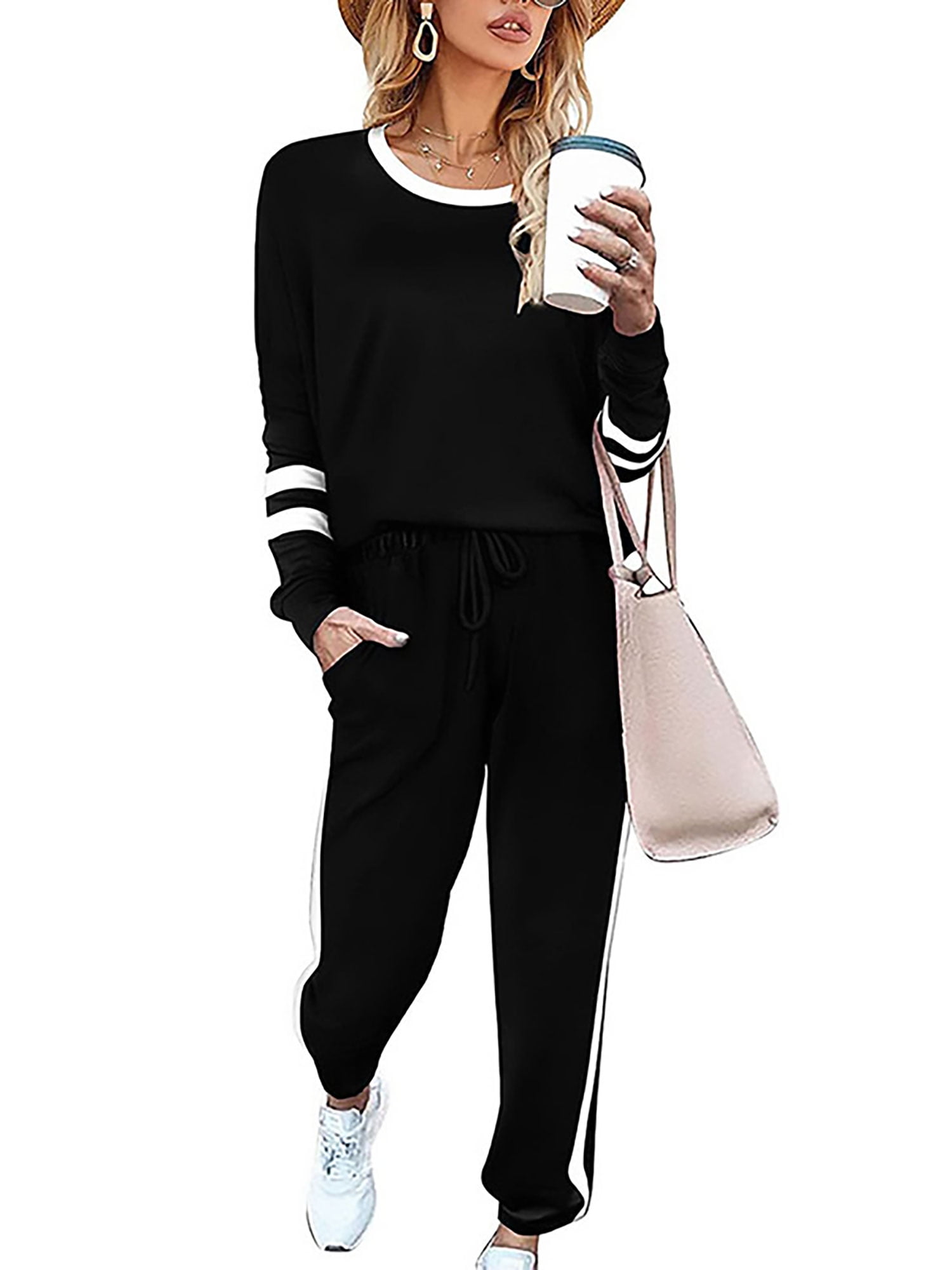 Sexy Dance Casual 2 Piece Outfits for Women Long Sleeve Sweatsuit ...