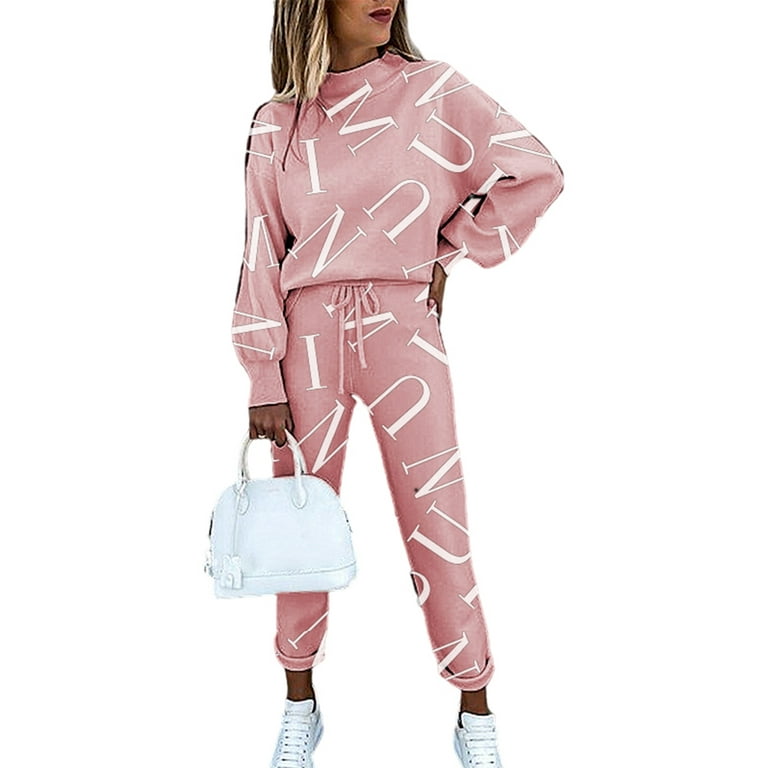 Sexy Dance Casual Tracksuit Sets for Women 2 PCS Sweatsuit Pullover Sweatpants Jogging Suits Outfits Printing Activewear Walmart
