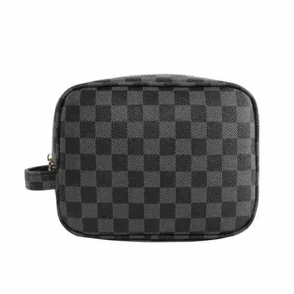 Sexy Dance Checkered Cosmetic Bag,Leather Make Up Bag,Travel Toiletry Bag 