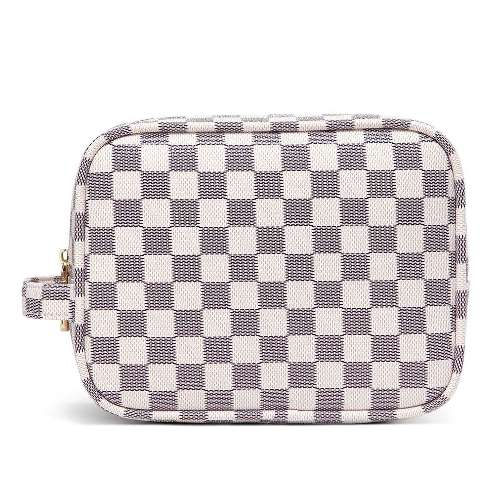 Checkered Leather Makeup Bag Travel Cosmetic Togo Ubuy