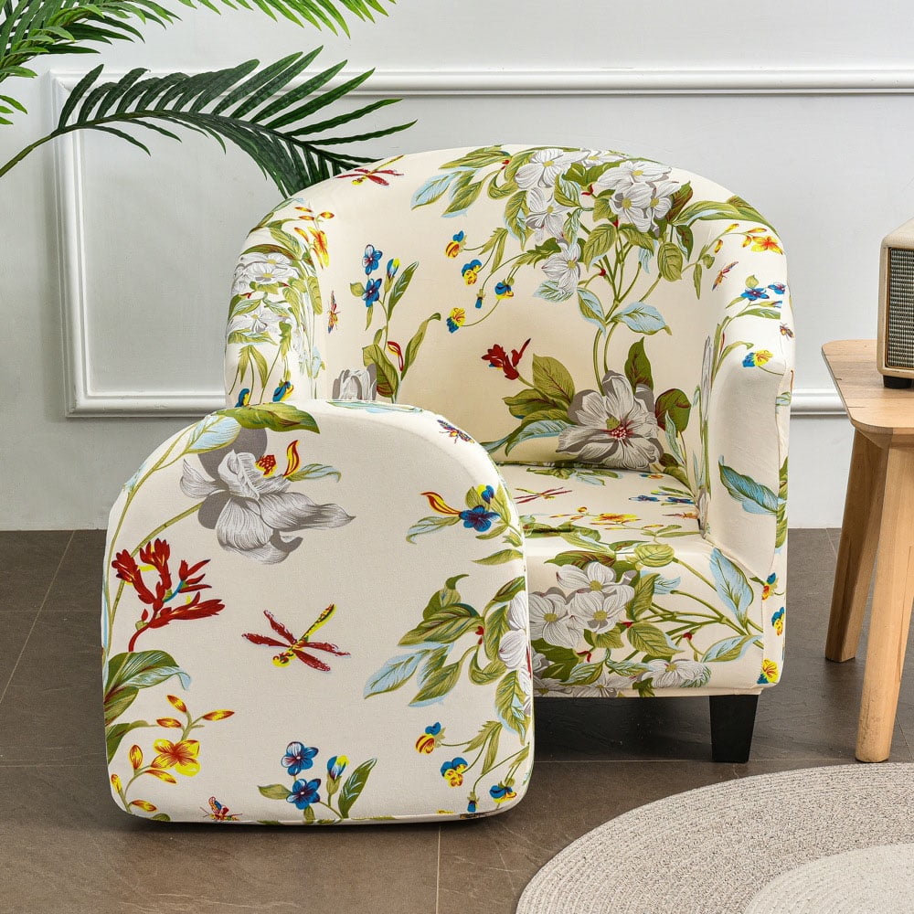Sexy Dance Fabric Armchair Tub Club Sofa Cover 2 Piece with Seat Cushion Stretch Couch Chair Covers Elastic Soft Tub Slipcovers Removable Furniture
