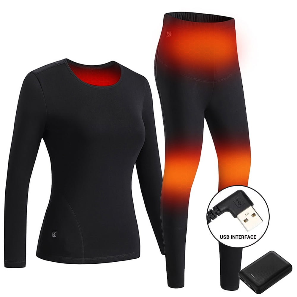 Sexy Dance Heated Underwear Shirt with Pants Washable USB Charging Electric  Thermal Heating Insulated Clothes with 3 Level Temperature Setting  Cold-Proof Underwear Men/Women Outdoor Winter Heating 