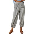 thumbnail image 1 of Sexy Dance High Waist Palazzo Pants Drawstring Capri Pants with Pockets Wide Leg Bottoms Cropped Pants for Women Light Gray L, 1 of 4