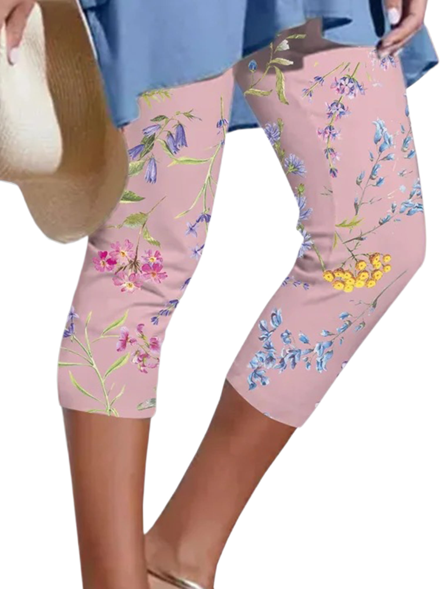 Sexy Dance Ladies Capri Leggings High Waisted Trousers Floral