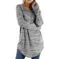 thumbnail image 1 of Sexy Dance Ladies Plus Size T Shirt Long Sleeve Tee Solid Color T-shirt Loose Tunic Blouse Work Pullover Fall Tops Gray S, 1 of 6