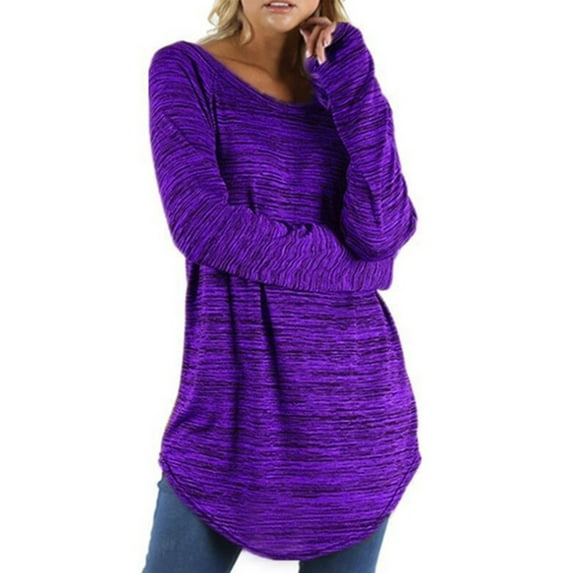 Sexy Dance Plus Size Tunic Tops for women Long Sleeve Loose Fit T Shirt Blouse Loose Fit Irregular Hem Casual Shirt Tops Ladies Basic Tee Loungewear