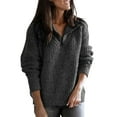 thumbnail image 1 of Sexy Dance Loose Casual Half Zip Knit Sweater Jumper Pullover Tops for Women Ladies Oversize Winter Solid Color Hoodie Knitted Sweater Sweatshirt Coat, 1 of 2