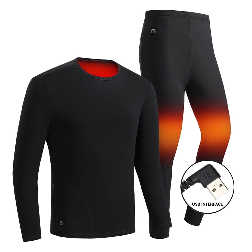 Sexy Dance Men Women Heated Underwear Top with Pants Set Washable USB  Charging Electric Thermal Heating Insulated Clothes with 3 Level  Temperature