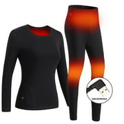 Sexy Dance Men Women Heated Underwear Top with Pants Set Washable USB Charging Electric Thermal Heating Insulated Clothes with 3 Level Temperature Setting Cold-Proof Underwear Outdoor Winter Heating