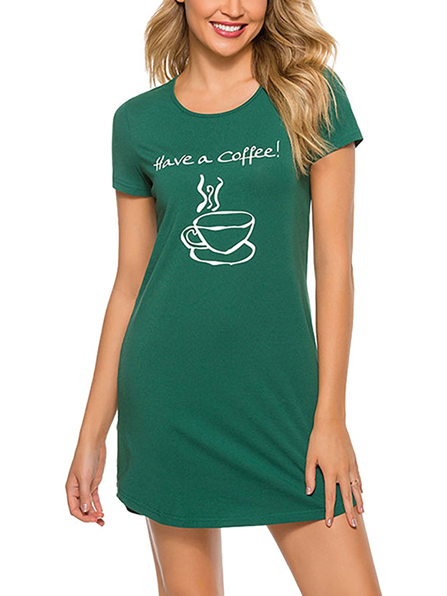 cotton t shirt night dress for women Sexy Dance Nightgown Womens Cotton Night Shirt for Sleeping Sleepwear Short  Sleeve Cute Print Sleep Shirts S-XXL Ladies Summer Casual Long Sleep Dress  Nightshirt Nightdress Pajamas