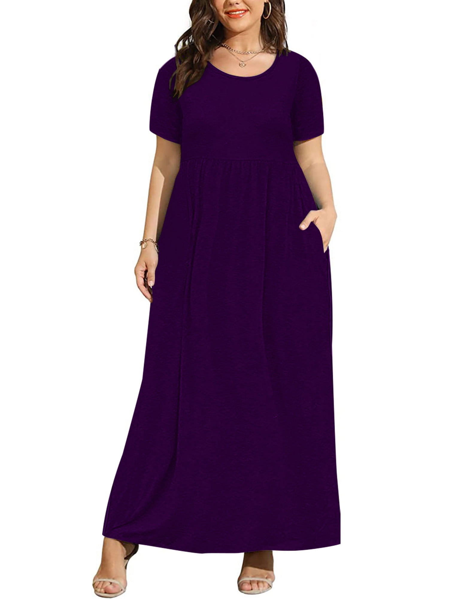 solid color plus size maxi dresses
