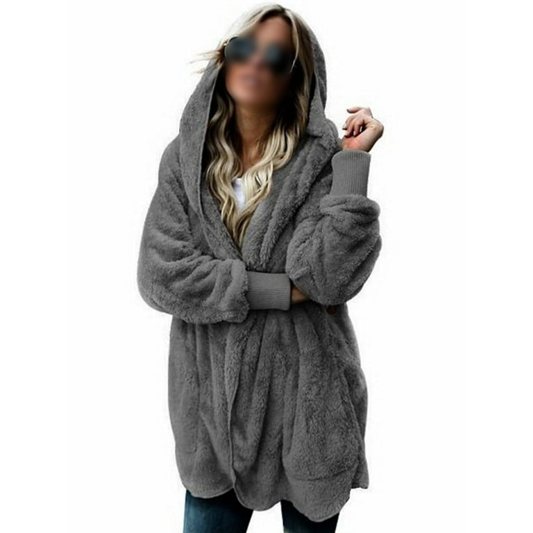 Roaman's Women's Plus Size Textured Fleece Bomber Coat - 2x, Gray