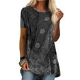 thumbnail image 1 of Summer Short Sleeve Tunic Tops for Women High Low Hem Vintage Print Shirts Loose Pullover T-shirt Ladies Plus Size Round Neck Blouse Tee, 1 of 6