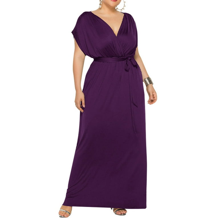Purple floral printed summer chiffon dress 4980
