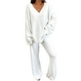 thumbnail image 1 of Sexy Dance Polar Fleece Sleepwear Set Long Sleeve Lounge Sets for Women Thick Wide Leg Pajamas Home V Neck Two Piece Outfit, 1 of 4
