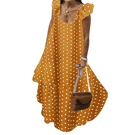 Sexy Dance Summer Dress for Womens Maxi Dress Ladies Plus Size Sleeveless Dresses Casual Loose Swing Dresses Boho S-5XL