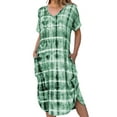 thumbnail image 1 of Sexy Dance Summer Printed Short Sleeve Pocket Tunic Dress for Women Casual V Neck Long Dress Ladies Wrap Side Split Fashion Shirt Dress Loose Fit Sundress, 1 of 6