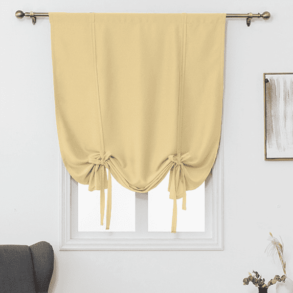 Sexy Dance Tie up Blackout Curtain for Bathroom Kitchen,Adjustable Balloon Roman Curtains for Small Window,Room Darkening Valance Shades Drapes Panel Rod Pocket,Beige,46" x 54"