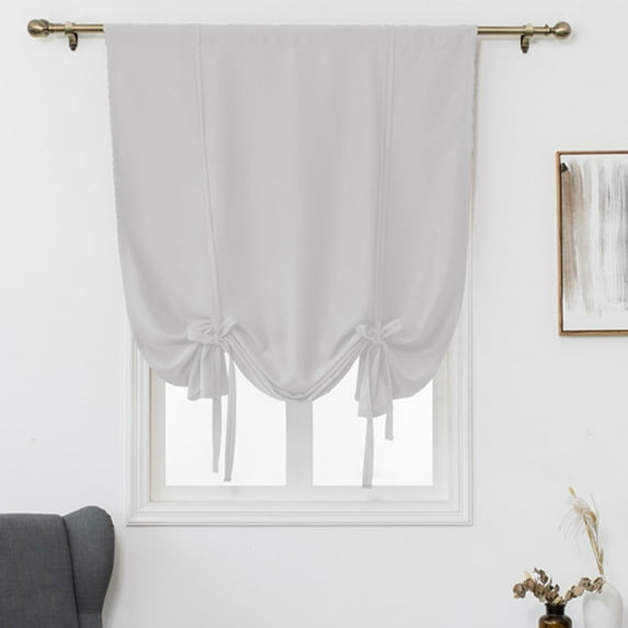 Sexy Dance Tie up Blackout Curtain for Bathroom Kitchen,Adjustable Balloon Roman Curtains for Small Window,Room Darkening Valance Shades Drapes Panel Rod Pocket,Off-White,38" x 46"