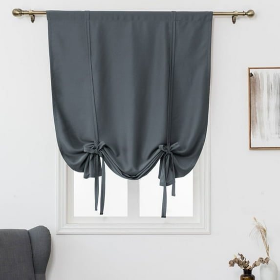 Sexy Dance Tie up Blackout Curtain for Bathroom Kitchen,Thermal Insulated Adjustable Balloon Roman Curtains for Small Window,Room Darkening Valance Shades Drapes Panel Rod Pocket,Gray,30" x 46"
