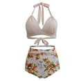 thumbnail image 1 of Sexy Dance White Bikini Sets for Women High Waisted Lace Up Halter Swimsuit Bathing Suits, 1 of 4