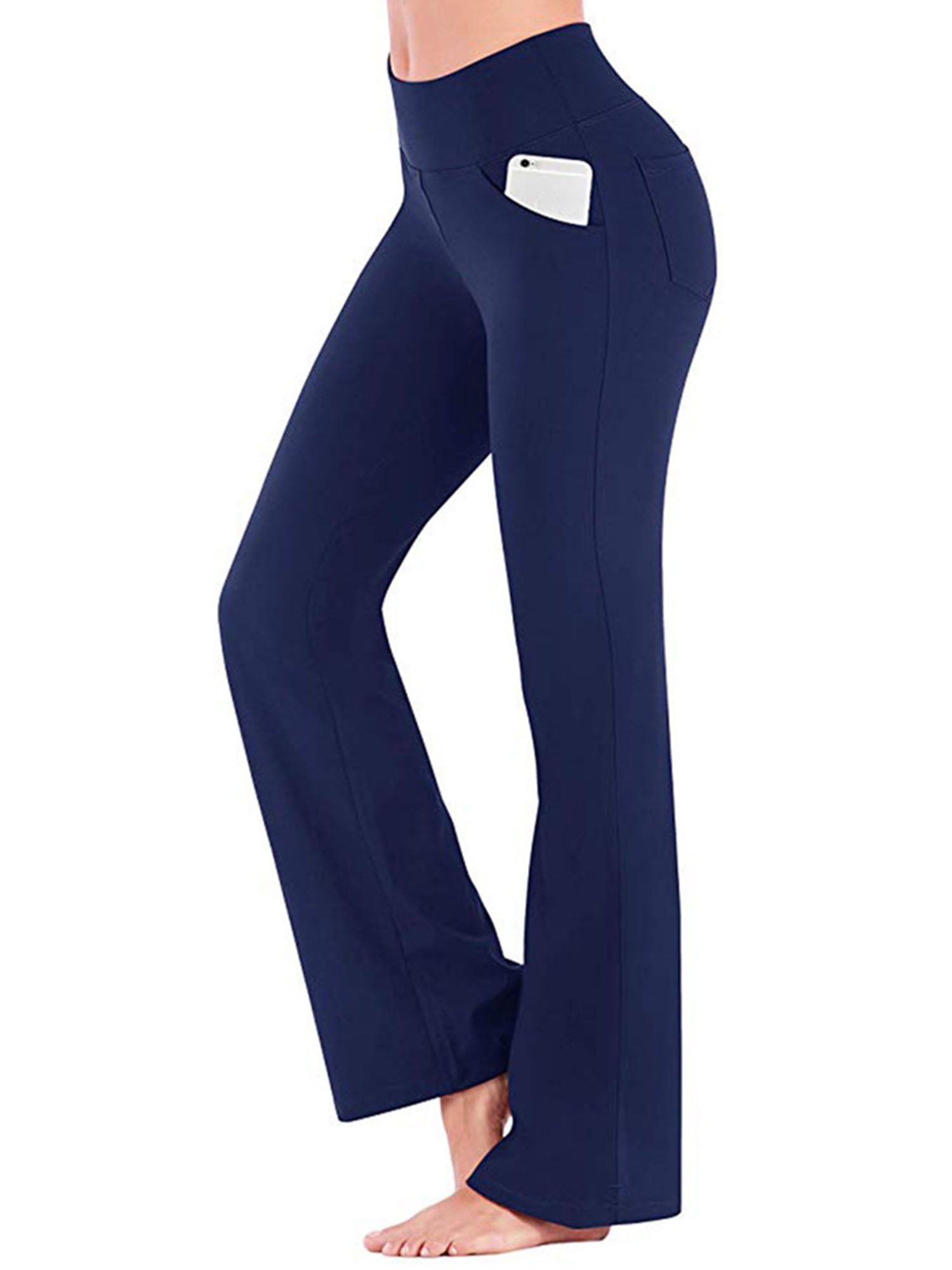 Shasmi Navy Blue Lightweight Stretchable Yoga Pants Boot-Cut