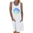 thumbnail image 1 of Sexy Dance Women Casual Loose Tunic Dress Floral Print Simple Summer T-Shirt Dress with Pockets White XXL(US 20-22), 1 of 2