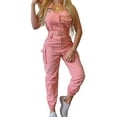 thumbnail image 1 of Sexy Dance Women Cargo Jumpsuit Sleeveless Beam Foot Multi Pocket Bib Overalls Pants Rompers, 1 of 2