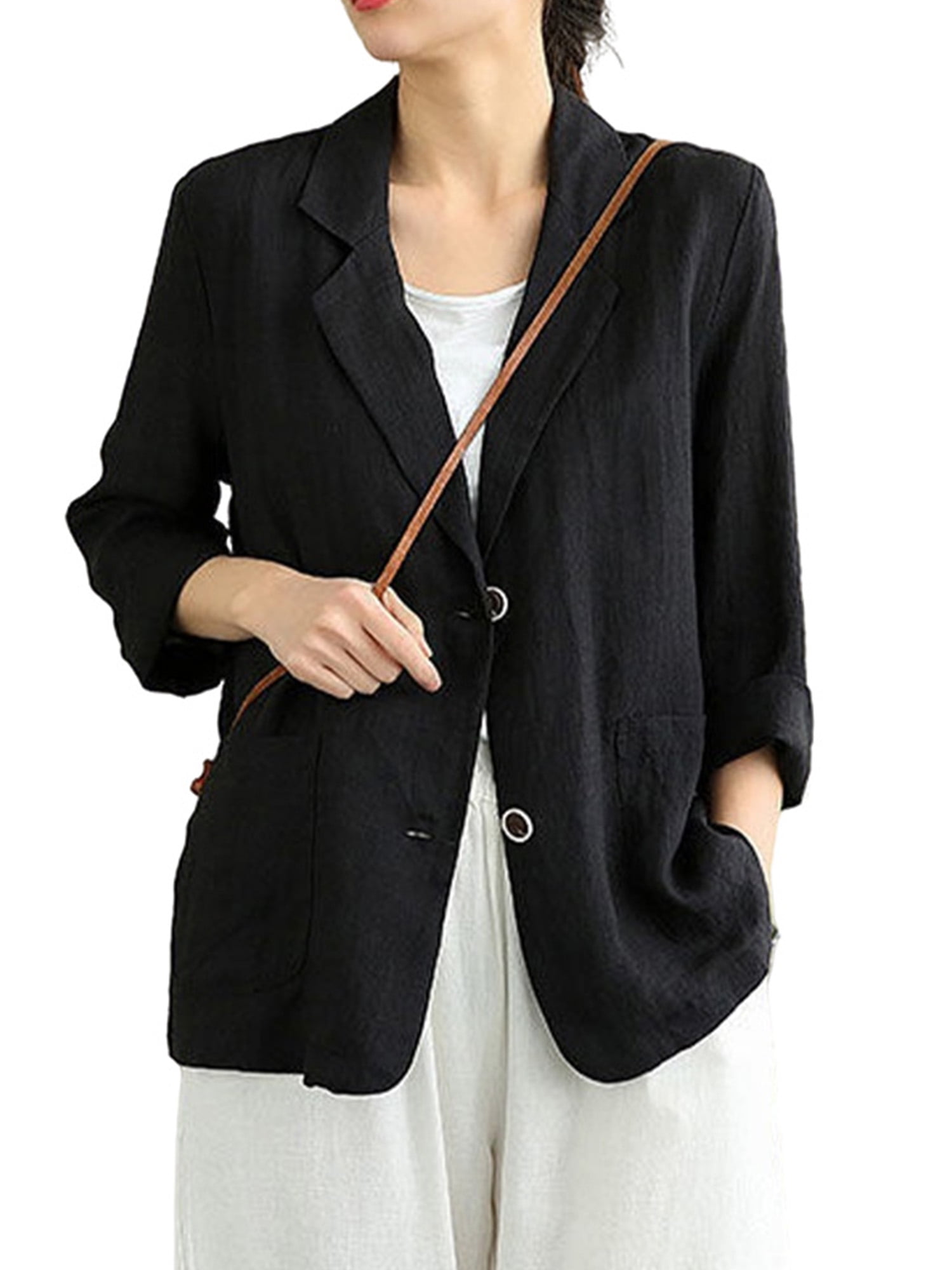 Black linen top ladies jacket