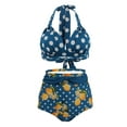 thumbnail image 1 of Sexy Dance Women Halter Bikini Set 2 Pcs Swimsuit High Waisted Bathing Suits Floral Printing Swimwear, 1 of 2