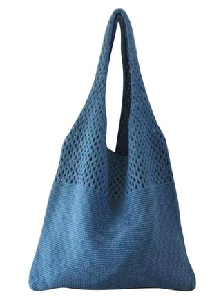 Coofit Women's Denim (Blue) Purse Knitted Crossbody Bag with Shiny Rhinestone Tote Bag Handbags for Women, Size: Large