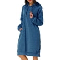 thumbnail image 1 of Sexy Dance Women Hooded Sweatshirt Dress Long Sleeve Pullover Jumper Ladies V-neck Long-Sleeve Plain Color T-shirt Dress Knee Length Pocket Dress, 1 of 3