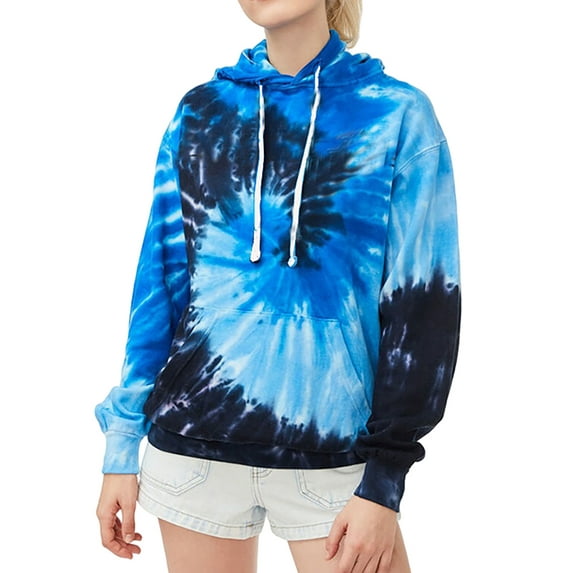 Sexy Dance Women Hoodie Sweatshirts Casual Tunic Long Sleeve Tie Dye Pullover with Drawstring and Pocket