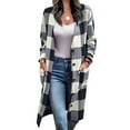 thumbnail image 1 of Sexy Dance Women Long Flannel Plaid Jacket Button Down Shirt Shacket Jacket Elegant Vintage Trench Coat Black L, 1 of 2