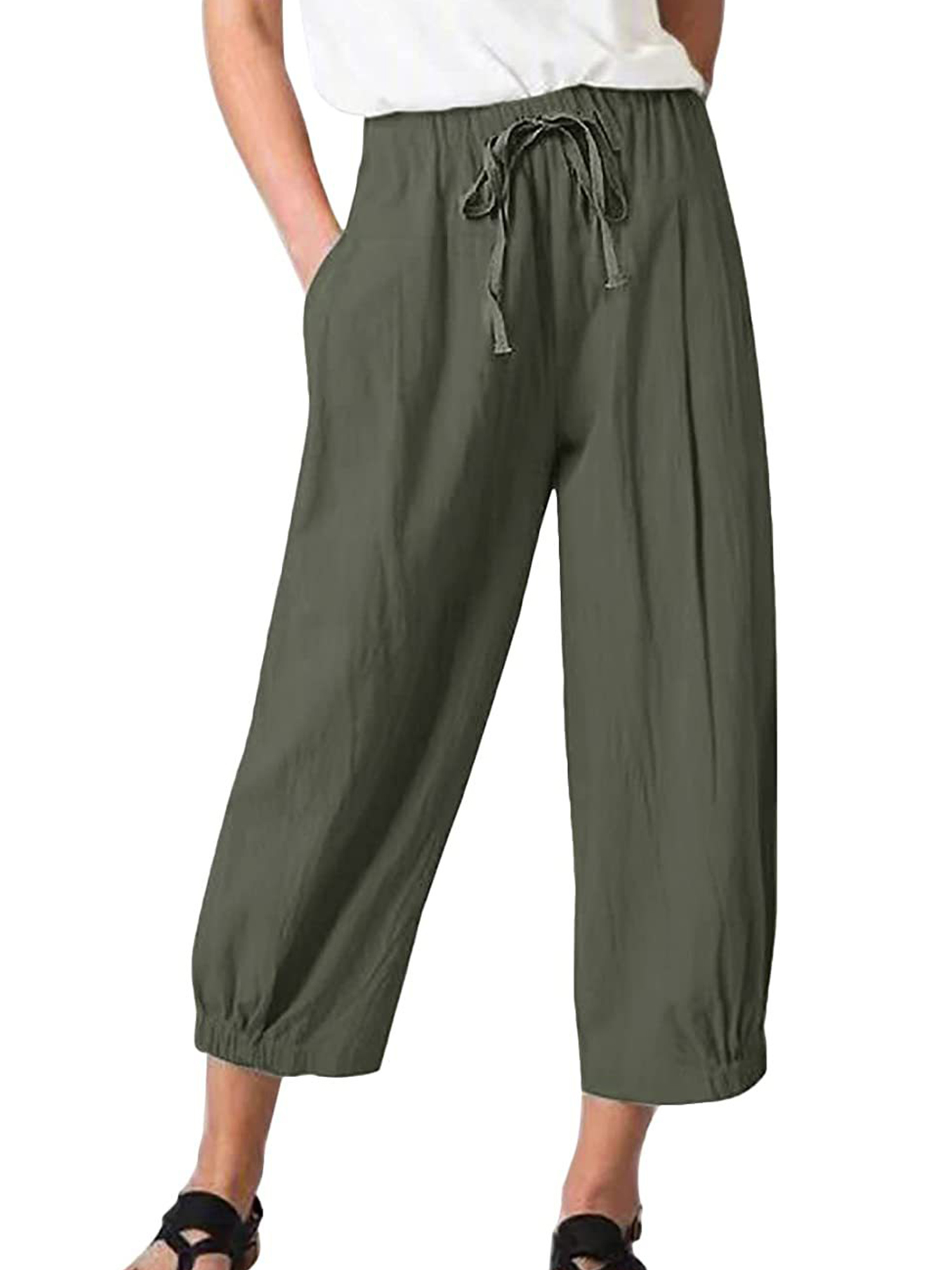 Sexy Dance Women Palazzo Pant Wide Leg Trousers Solid Color Harem Pants