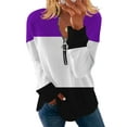 thumbnail image 1 of Sexy Dance Women Pullover Tops Color Block Sweatshirts Long Sleeve T Shirt Half Zipper V Neck Casual Loose Fall Winter Tunic Blouse Purple 8XL (US 3XL), 1 of 2