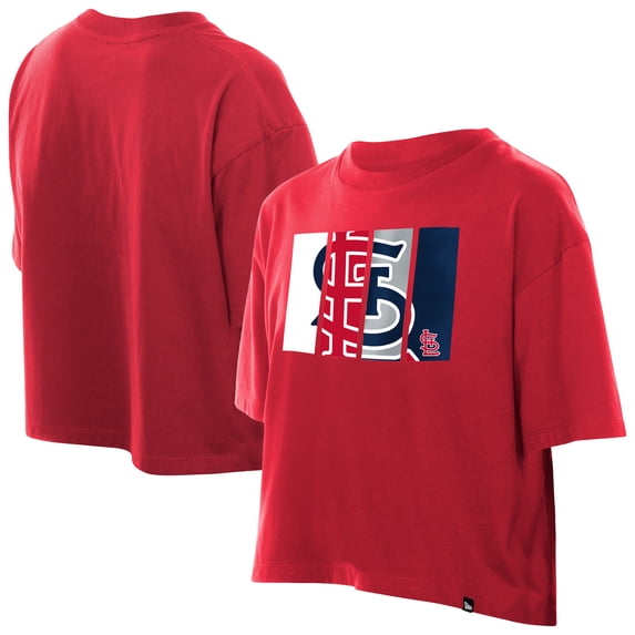 Women's New Era Red St. Louis Cardinals Boxy Foil Logo T-Shirt