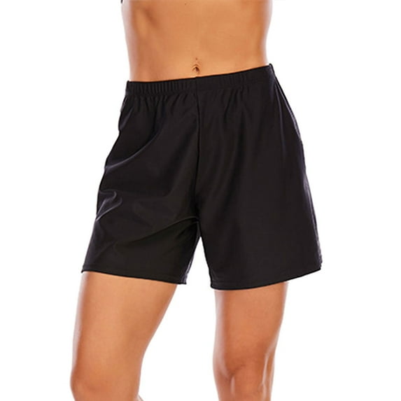 Sexy Dance Women Swim Shorts High Waisted Bathing Suit Bottoms Tummy Control Tankini Board Shorts Black 3XL