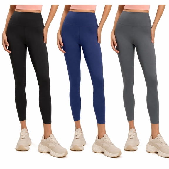 3-Pack Yoga Leggings for Women Elastic Waist Butt Lifting Gym Yoga Pants Ultra Soft Basic Workout Pants