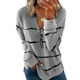 thumbnail image 1 of Sexy Dance Women Zipper Tunic Top Autumn Long Sleeve V Neck Striped Print Tee Shirt Ladies Leisure Thin Pullover, 1 of 2