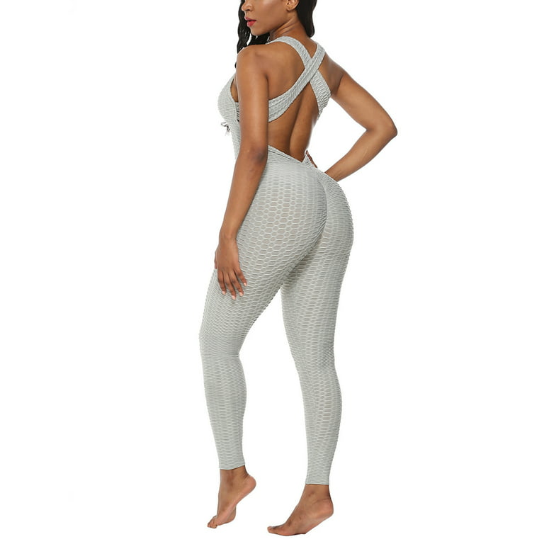 Sexy Dance Women's Backless Yoga Fitness Pants Sleeveless Workout Gym  Bodysuit One Piece Outfits Jumpsuit Butt Lifts Rompers Playsuit 