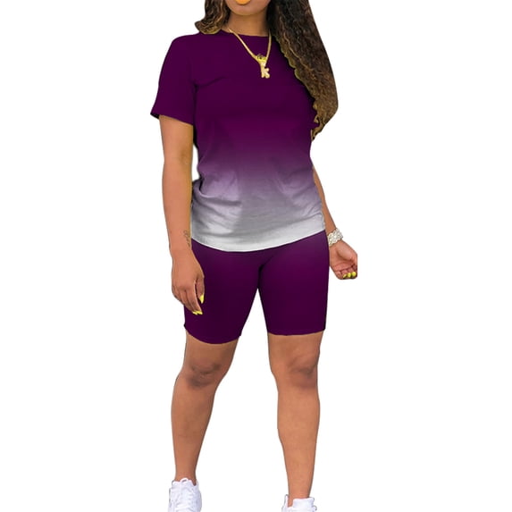 Sexy Dance Women's Gradient Colorblock Tracksuit Set, Athletic Outfit, 2-Piece Set (Sizes S-3XL)