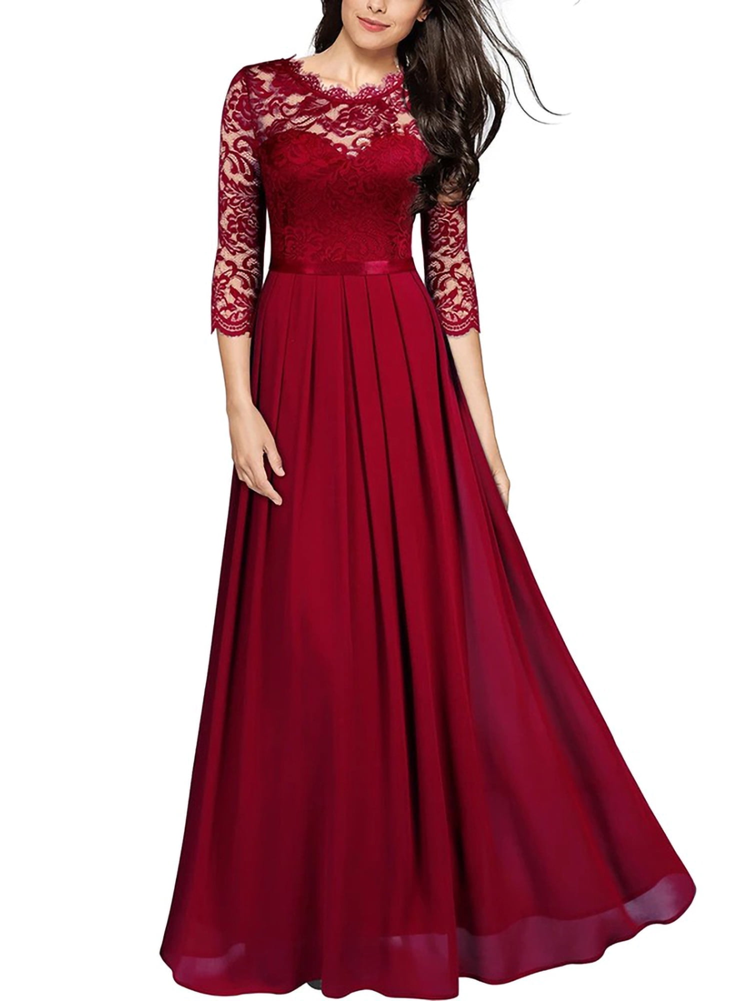Ball Gown Dress Women Lace Formal Bridesmaid Prom Sexy Ladies Long