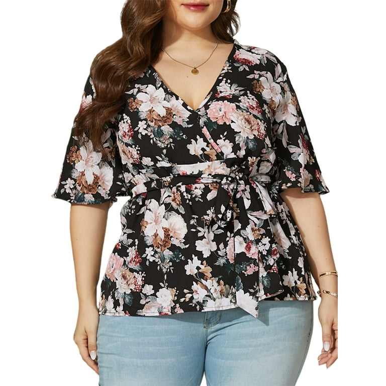 Sexy Dance Womens Casual Summer Chiffon Blouses Oversized Floral