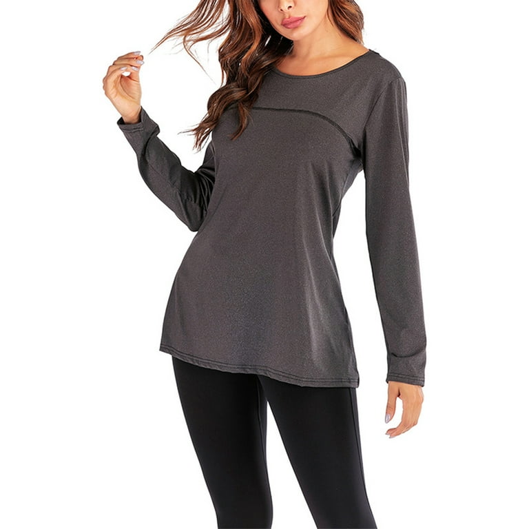 Sexy Dance Womens Long Sleeve Yoga Tops Loose Casual Workout Shirts for Women  Ladies Gym Sports T-Shirts 