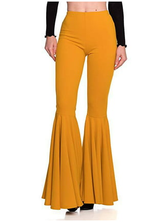 KJIUQ Mermaid Ruffle Flare Pants for Women High Waist Bell Bottoms Yoga Pants  Leggings Fashion Stretchy Fitted and Flared Pants(Red,M) 
