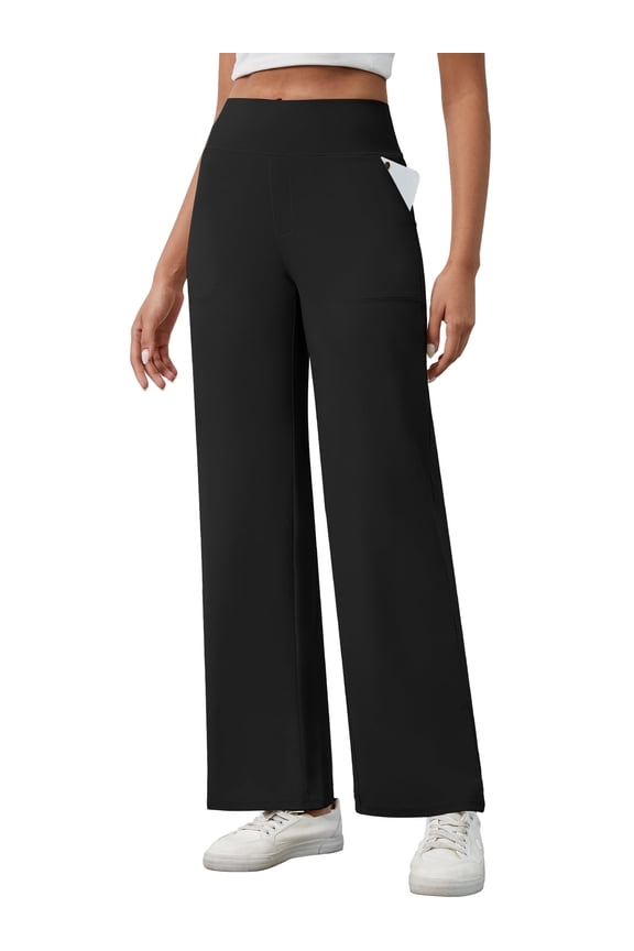 Womens Yoga Pants with Pockets Sweatpants Lounge Casual High Waist Pants Wide Leg