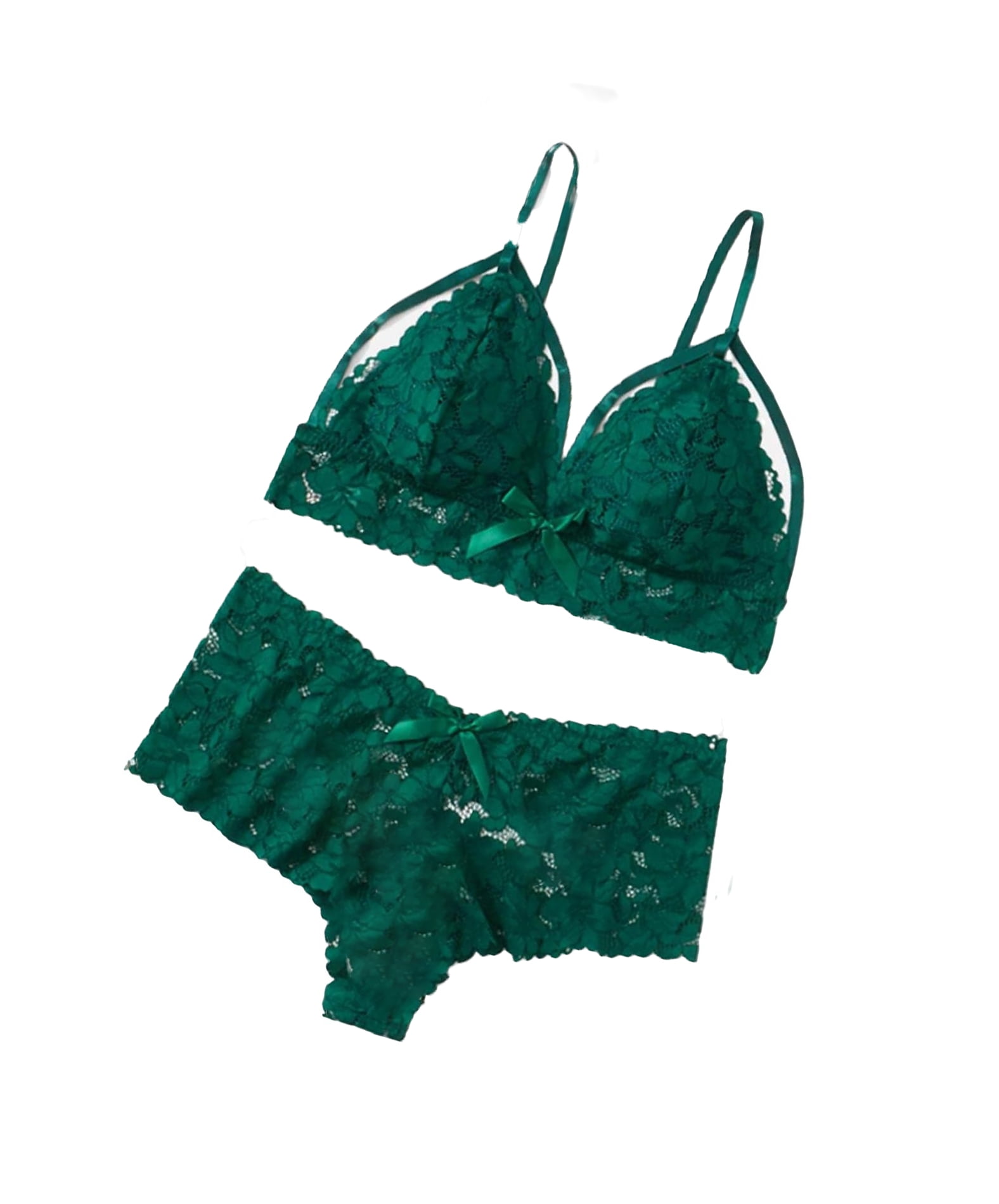 Sexy Dark Green Plus Size Bra & Panty Sets (Women's)