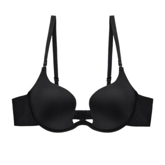 Sexy Deep U Plunge Bra LowCut Convertible Halter Multipoint Push Up Bra 32-38B