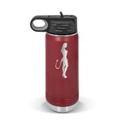 Sexy Devil Girl Water Bottle 20 oz - Laser Engraved w/ Flip Top Removable Straw - Polar Camel - Stainless - Vacuum Insulated - Drinkware - lady braless jdm stance euro - Maroon